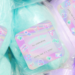 JEDE ALTERSJAHRE Y2K-Irisierter RegenbogenGeburtst Quadratischer Aufkleber