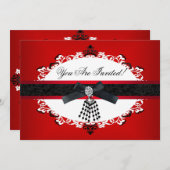 Jede Anlässe aus Rot und Weiß, elegant Einladung (Vorne/Hinten)