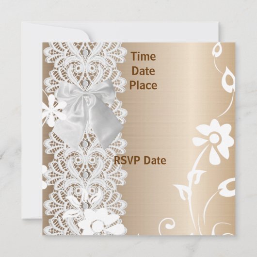 Jede Anlässe einladen Coffee Lace White Blume Einladung (Rückseite)