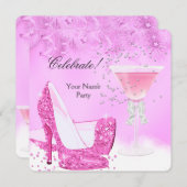 Jede Anlässe Rosa Margarita High Heels Party 2 Einladung (Vorne/Hinten)