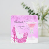 Jede Anlässe Rosa Margarita High Heels Party 2 Einladung (Stehend Vorderseite)