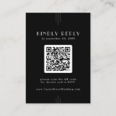 JEDE Art Deco Black RSVP Karte mit QR Code (Vorderseite)