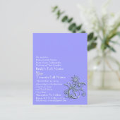 Jede benutzerdefinierte Farbe Periwinkle Blue Flor Postkarte (Stehend Vorderseite)