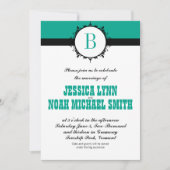 Jede benutzerdefinierte Farbe Smaragdmonogramm-Hoc Einladung (Vorderseite)