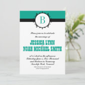 Jede benutzerdefinierte Farbe Smaragdmonogramm-Hoc Einladung (Stehend Vorderseite)