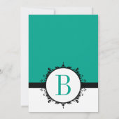 Jede benutzerdefinierte Farbe Smaragdmonogramm-Hoc Einladung (Rückseite)