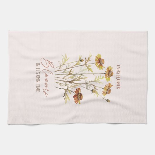 Jede Blume blüht in ihrer eigenen Zeit - rustikale Geschirrtuch (Horizontal)