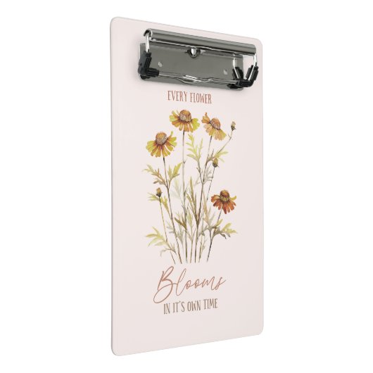 Jede Blume blüht in ihrer eigenen Zeit - rustikale Mini Klemmbrett (Schrägansicht)