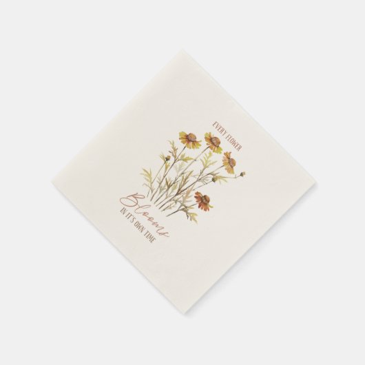 Jede Blume blüht in ihrer eigenen Zeit - rustikale Serviette (Ecke)
