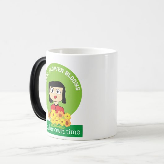jede Blume blüht in ihrer eigenen Zeit Verwandlungstasse (Vorderseite Links)