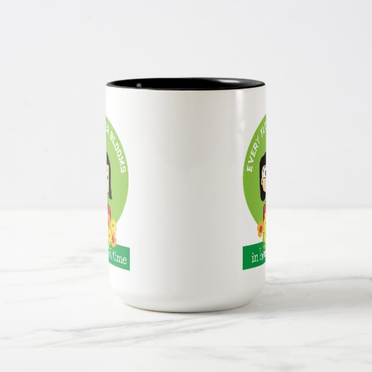 jede Blume blüht in ihrer eigenen Zeit Zweifarbige Tasse (Mittel)