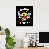 Jede Buzzy Rock Funny Music Biene Pun Dark BG Poster (Heimbüro)