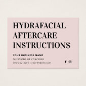 Jede Color HydraFacial Aftercare Advice Card (Vorderseite)