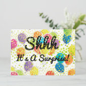 Jede erstaunliche Geburtstagsparty Balloons Confet Einladung (Stehend Vorderseite)