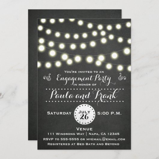 Jede Event Chalkboard String Lights-Verlobung Einladung (Vorne/Hinten)