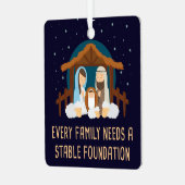 Jede Familie braucht eine stabile Stiftung - Weihn Ornament Aus Metall (Vorderseite links)