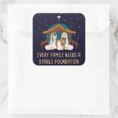 Jede Familie braucht eine stabile Stiftung - Weihn Quadratischer Aufkleber (Tasche)