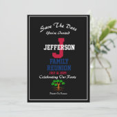 Jede Familie, Datum, Typ Wiedersehen rot, weiß, bl Einladung (Stehend Vorderseite)