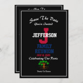 Jede Familie, Datum, Typ Wiedersehen rot, weiß, bl Einladung (Vorne/Hinten)