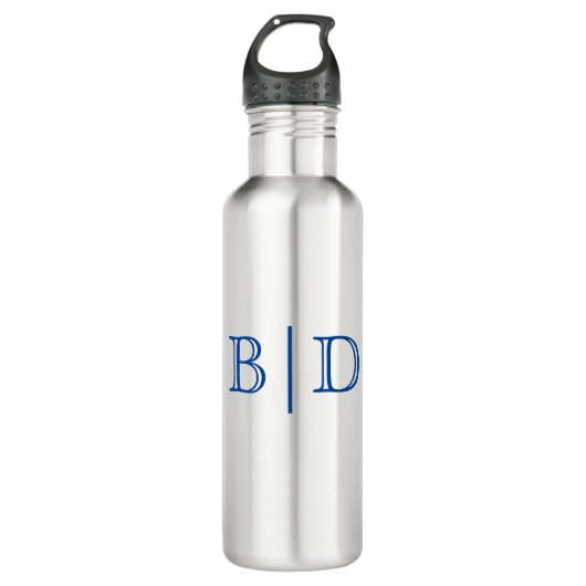 Jede Farbe - 2-Buchstaben-Monogramm-Wasserflasche Edelstahlflasche (Vorderseite)
