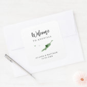 Jede Farbe Anguilla Hochzeitungs-Begrüßungstasche Quadratischer Aufkleber (Umschlag)