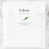 Jede Farbe Anguilla Hochzeitungs-Begrüßungstasche Quadratischer Aufkleber (Tasche)
