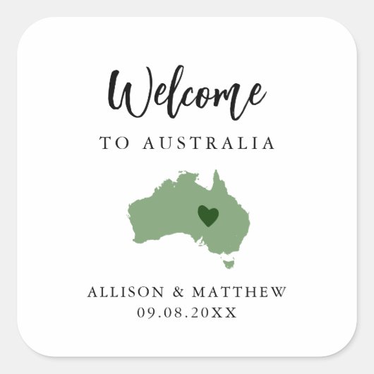 Jede Farbe Australien Hochzeitsjacke oder Box Quadratischer Aufkleber (Vorderseite)