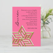 Jede Farbe Bat Mitzvah großen Gold Star von David Einladung (Stehend Vorderseite)