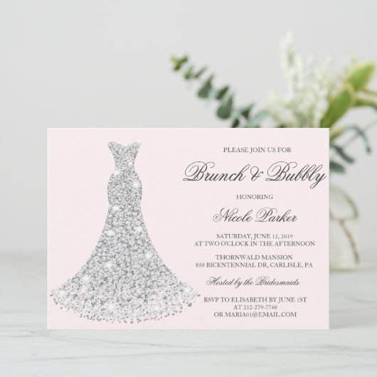 JEDE FARBE - Brunch & Bubbly Gown Einladung (Stehend Vorderseite)