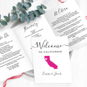 Jede Farbe California Hochzeitsnacht Begrüßungsrei Dreifach-gefaltete Programmkarte