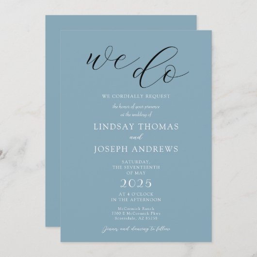 Jede Farbe Elegante Moderne einfache Hochzeit Einl Einladung (Vorne/Hinten)