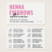 Jede Farbe Henna Brows Brows Tint Aftercare-Karte (Vorne & Hinten)