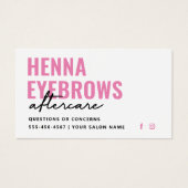 Jede Farbe Henna Brows Brows Tint Aftercare-Karte (Vorderseite)