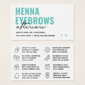 Jede Farbe Henna Brows Brows Tint Aftercare-Karte (Vorne & Hinten)