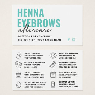 Jede Farbe Henna Brows Brows Tint Aftercare-Karte