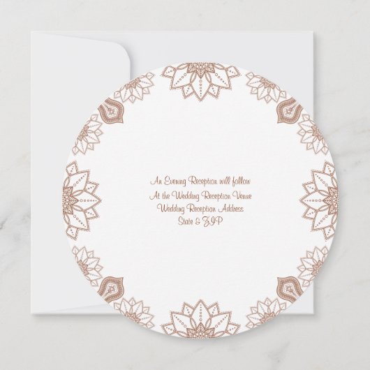 Jede Farbe Henna Mandala Stil Muster Hochzeit Einladung (Rückseite)