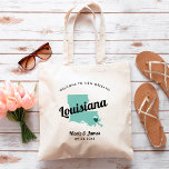Jede Farbe Louisiana Karte Hochzeitungs-Begrüßungs Tragetasche<br><div class="desc">Hochzeitswochenende Begrüßungsgeschenk-Tasche für Gäste aus der Stadt zu Ihrer Hochzeit, mit Bild von Louisiana. Sie können die Farben für jeden Teil dieses Designs bearbeiten und das Herz an den Ort Ihrer Hochzeit bringen. Klicken Sie zum Ändern der Farben auf Personalisieren und dann auf "Bearbeiten mit dem Entwurfstool". Wählen Sie das...</div>