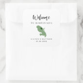 Jede Farbe Martinique Hochzeitungs-Begrüßungstasch Quadratischer Aufkleber (Tasche)