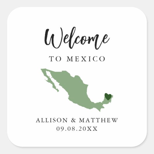 Jede Farbe Mexiko Hochzeitsnadel oder -box Quadratischer Aufkleber (Vorderseite)