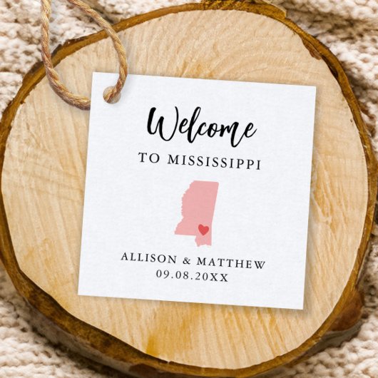 Jede Farbe Mississippi Hochzeitungs-Begrüßungstasc Geschenkanhänger