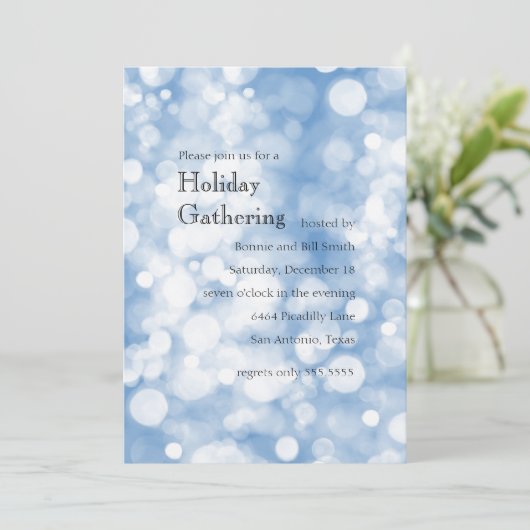 Jede Farbe mit Funkelnd Bokeh-Lichterpartei Einladung (Stehend Vorderseite)