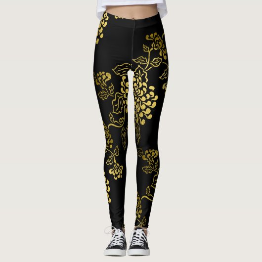 Jede Farbe mit Gold Chrysanthemum Leggings (Vorderseite)