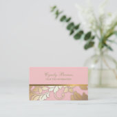 Jede Farbe mit Gold Damask Business Card Visitenkarte (Stehend Vorderseite)