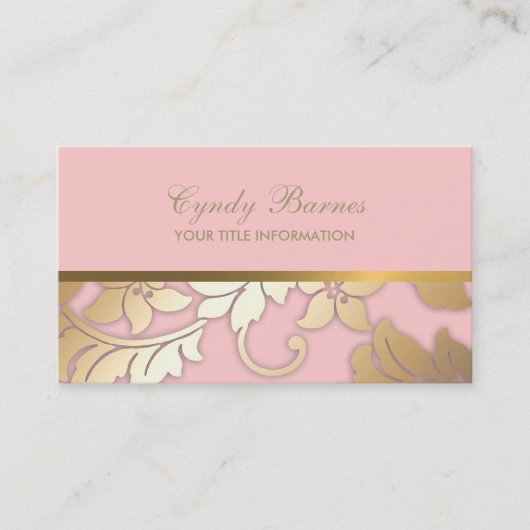 Jede Farbe mit Gold Damask Business Card Visitenkarte (Vorderseite)