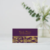 Jede Farbe mit Gold Damask Business Card Visitenkarte (Stehend Vorderseite)