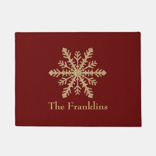 Jede Farbe mit Gold-Glitzer-Snowflake Fußmatte (Vorderseite)