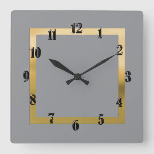 Jede Farbe mit Gold-Grenze Quadratische Wanduhr