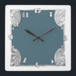 Jede Farbe mit weißem Art Deco Silver Design Quadratische Wanduhr<br><div class="desc">Jede Farbe mit weißem Art Deco Silver Design von Umua entworfen. Gedruckt und ausgeliefert von Zazzle oder seinen Partnern.</div>