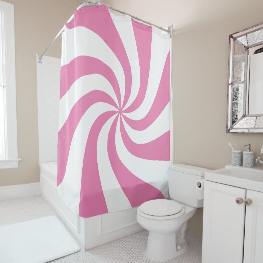 Jede Farbe mit weißem Pfefferminzspieß, wirbelndes Duschvorhang (Beispiel)