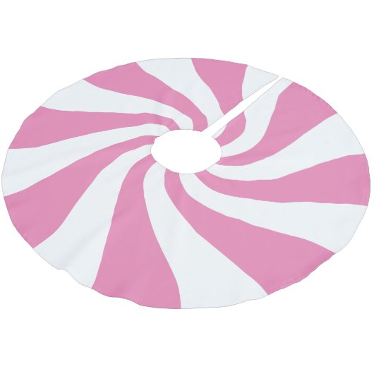 Jede Farbe mit weißem Pfefferminzspieß, wirbelndes Polyester Weihnachtsbaumdecke (Schrägansicht)